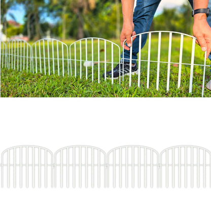 ShopLaLa Decorative Fence (10 Panels) 13in(L) x 16.5in(H) Rustproof White Metal Wire Animal Barrier Fences, Flower Bed Edging for Landscape Outdoor Patio Decor Dog Yard Gates Fencing Backyard Panels