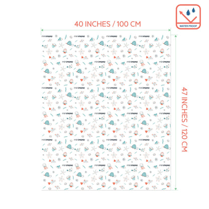 Minimono Baby Splat Mat for Under High Chair - 30 Pcs Disposable and Waterproof Splash Mats - 40"x47" Multipurpose Activity Mat for Picnic, Arts and Crafts - Baby Led Weaning Supplies (Sea Animals)