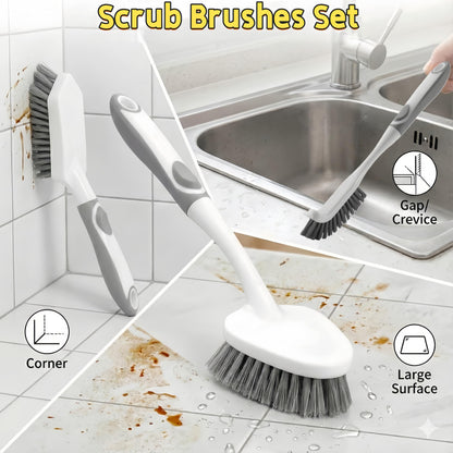 Scrub Brush for Cleaning-3 Pack Heavy-Duty Scrub Brushes Set Shower Scrubber Brush,Grout Brush,Scrubbing Brush with Stiff Bristles for Bathroom,Bathtub,Tile,Floor,Grout,Sink,Swimming Pool