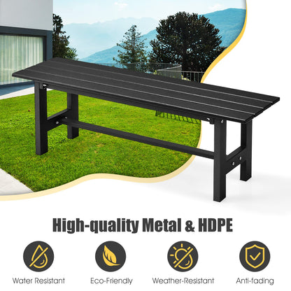 Giantex 2-Person Outdoor Bench Seat - Backless Patio Garden Bench, 47” Weatherproof Outside Chair with Slatted Seat, Metal Frame, 660 LBS Capacity, Dining Bench Chair for Yard, Park, Balcony, Black