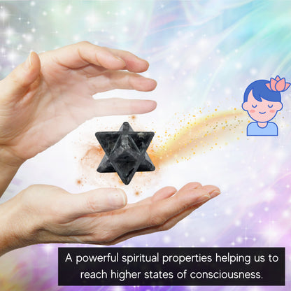Amazing Gemstone Larvikite Merkaba Crystal - 1 Inches Metaphysical Merkaba Star for Meditation - Energetic Tetrahedron Crystal and Healing Stones for Spiritual Growth and Healing (20-25mm)
