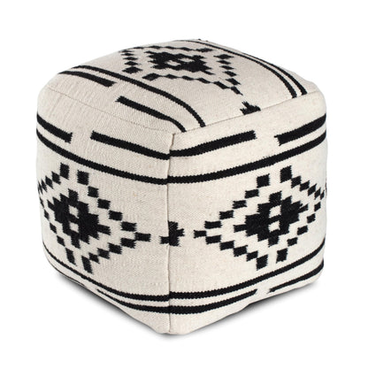 Anji Mountain Pouf Ottoman Foot Rest, Handmade Ottoman Pouf, Comfortable Foot Stool, Decorative Floor Seating for Living Room Decor, Bedroom & Home Décor Accent - Carbon Ikat