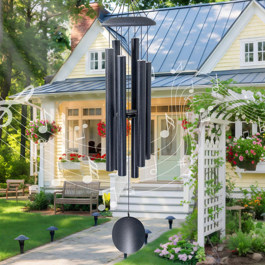ASTARIN 45-Inch Wind Chimes for Outdoors,Memorial Wind Chimes Large with 6 Heavy Tubes, Gift for Mom Women Grandma Neighbors,Large Deep Tone for Garden Hanging Decor, Sympathy Gifts,Midnight Blue