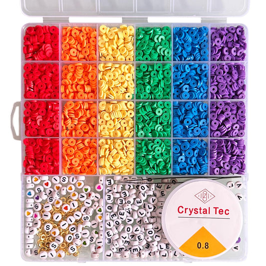 Rainbow Colorful Bracelets DIY Craft Clay Beads Kit - Rainbow LGBT Jewelry Making Art Craft Set - Gay Pride Assorted Beads and Alphabet Letters DIY Crafts - 1 Box, Rainbow Colors