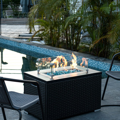 GASPRO 10 Pound Fire Glass Diamonds 1 Inch, Fire Pit Glass Rocks for Gas Fireplace and Fire Pit, Caribbean Blue, High Luster