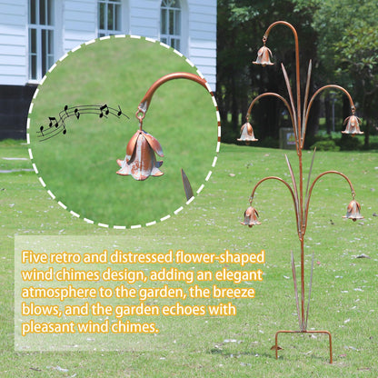 MNRYLKB Gardens Metal Flowers with Bells for Outside Garden Art, Decorative Garden Stakes, Outdoor Decoration for Patio Garden Decor.
