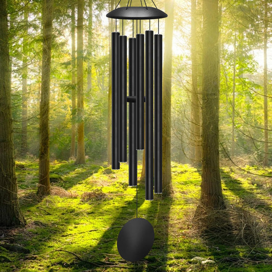 45" Large Wind Chimes for Outside, 6 Thick and Bold Aluminum Tubes Tuned Relaxing Melody Wind Chime Deep Tone, Big Wind Chimes for Garden Patio Decor, Great Gift Idea for Mother's Day (Black)