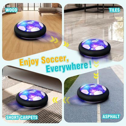 Freecat Rechargeable Hover Soccer Ball for Kids Indoor Games, Light-Up Soccer Toy with Soft Foam Bumper, Air-Powered Floating Ball Game, Birthday Gift for Boys and Girls Ages 4-12