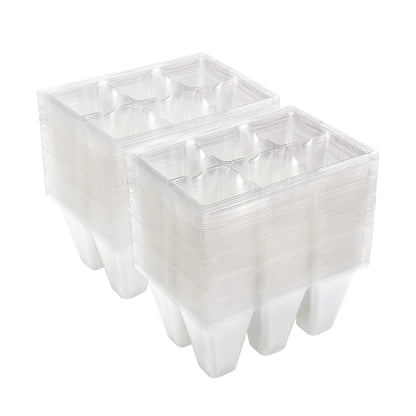 Gardzen 120 Pack 6-Cell Seed Starting Tray for Seedlings, Plant Starter Trays with Drainage Holes for Seed Germination, 5.4x3.7 inches, Clear