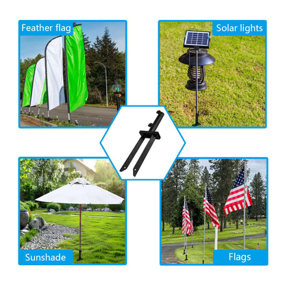 KSWLOR Flag Spike Ground Stake, Ajustable Metal Flag Pole Stakes, Feather Flag Stake Base, Ground Spike Flag Pole Holder, Ground Outdoor Banner Stakes for Garden Lawn Suitable for 0.5-1 inch Rods