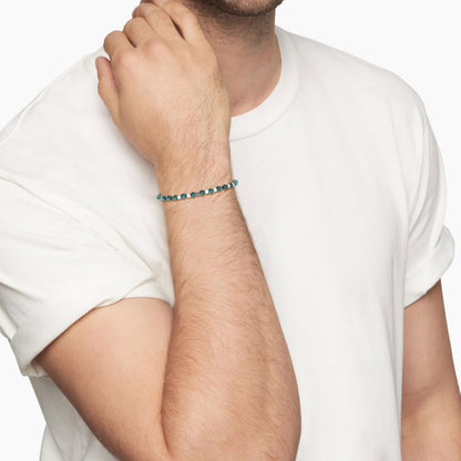 GAVU 4mm Men’s Malachite Bracelet, Italian Crystal Bracelet for Men