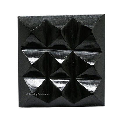 Amazing Gemstone Black Agate Crystal Pyramid with 9 Pyramid Plate Bottom - 1" Mini Pyramid Figurine of Natural Stone Pyramid for Meditation, Reiki, Chakra Balancing Vastu Pooja and Crystal Grids
