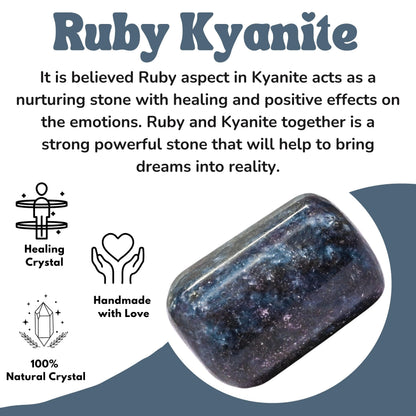 Amazing Gemstone Ruby Kyanite Crystals and Healing Stones Tumbled - 1 oz Ruby Kyanite Stone, Natural Healing Stones for Energy Balance, Stress Relief - Premium Polished Gems Rocks for Meditation