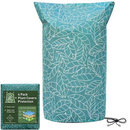 UB-STORE Plant Covers Freeze Protection 59"x91" in 4 Pack | Green Winter Frost Blankets for Outdoor Plants | Reusable Garden Cover Bags with Zipper Drawstring | Cold Weather Shrub Protection Cloth