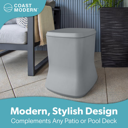 Coast Modern Outdoor Side Table Cooler - 2 in 1 Patio Decor Storage Table & Ice Chest - 25 QT - Gray
