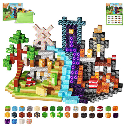 Belveora Magnetic Building Blocks - 154 PCS Large 1 Inch Magnet Cubes, STEM Construction Set for Kids Ages 3 4 5 6 7 8 9 10, Sensory Montessori Toys for Boys & Girls Easter/Christmas/Birthday Gift