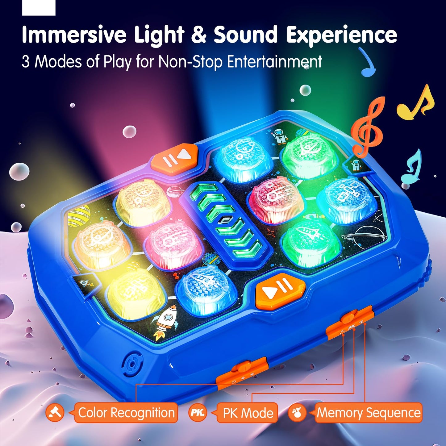 hahaland Toys for Ages 5-7 - Interactive Whack A Game with Sound and Light Stem Montessori Toy for Kids Age 3 4 5 6 7 Years Old Birthday Easter Basket Stuffers