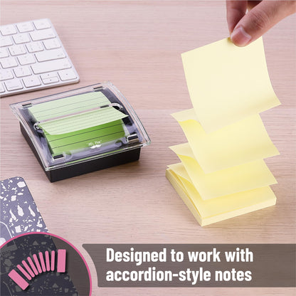 Mr. Pen- Pop Up Note Dispenser, 3" x 3", 2 Pack, Black Base, Clear Top, Sticky Note Dispenser, Sticky Note Holder for Desk