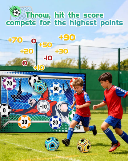 3 Balls Sticky Soccer Game Set Soccer Toy Gift for 3-5 6-8 8-12 Boys and Girls Indoor Outdoor Backyard Toss Soccer Goal Games for Kids Birthday