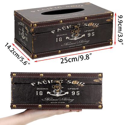 Sumnacon Tissue Box Cover Rectangle Tissue Box with Lid,Wooden Tissue Box Holder Retro Tissue Holder Decorative Tissue Cover for Bathroom Toilet Living Room Kitchen Table Desk OfficeDecor,Brown