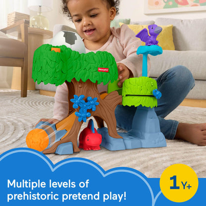 Fisher-Price Little People Toddler Toy Dinosaur Hatch & Slide Playset with 2 Figures for Preschool Pretend Play Kids Ages 1+ Years