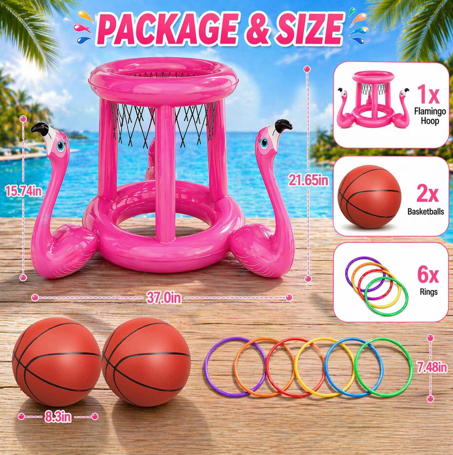 H-Style Pool Toys Pool Floats Pool Games for Kids Adult, Inflatable Pool Basketball Hoop & Ring Toss Game, 2-in-1 Pool Floating Outdoor Party Water Toy for Adults Family Kids Ages 4-8-12 (Pink-1)