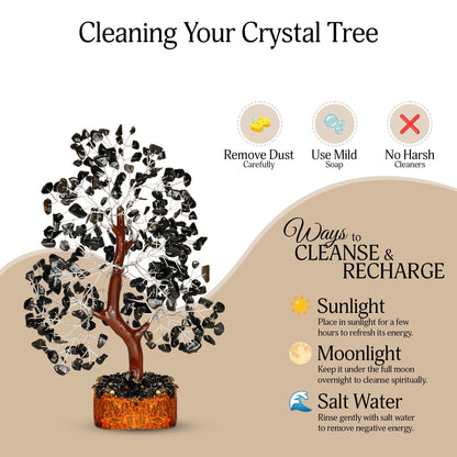 YATSKIA Black Tourmaline Gemstone Tree - Crystal Tree of Life - Crystals and Stones Home Office Decor - Good Luck Gifts for Women