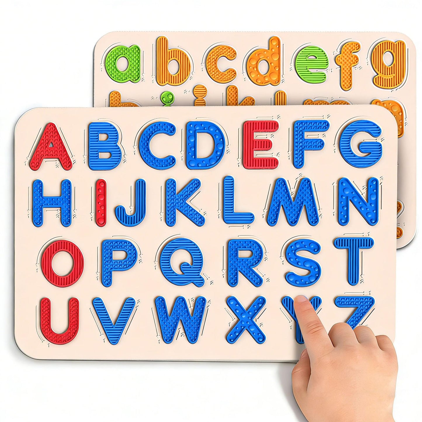 Sensory Silicone Letter Tracing Pad: Double-Sided Textured Sensory Toys for Learning Focus & Fine Motor, Quiet Travel Toy, Preschool Learning Activities, Educational Montessori Toys for Toddlers Kids