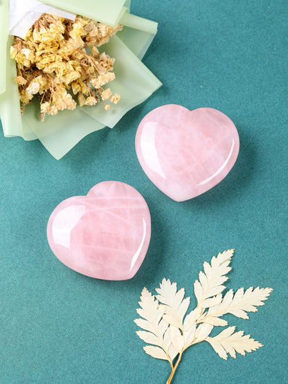 Jovivi 60mm Large Rose Quartz Crystal Heart Healing Crystals Heart Stones Polished Pocket Love Gemstones Chakra Reiki Energy Balancing Meditation Gift