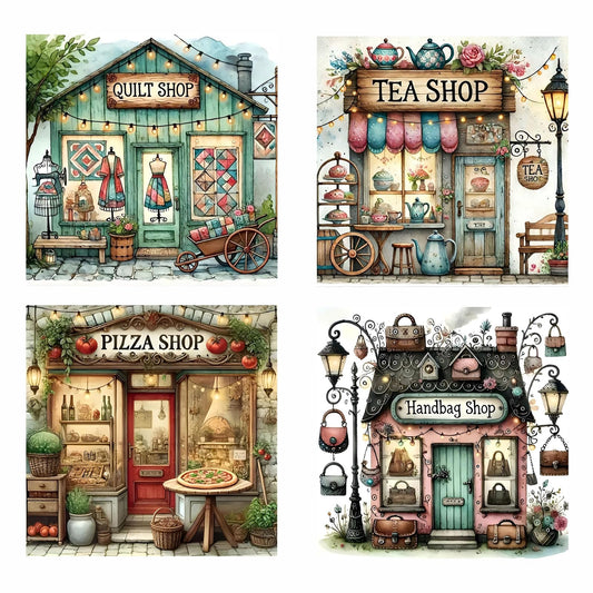 4 Packs Diamond Painting Kits for Adults, 5D Diamond Art Painting Kit for Beginners, DIY Shop Diamond Art Kits for Adults, Full Round Drill Diamond Dots Crafts Kits for Home Wall Decor 14 x14 Inch