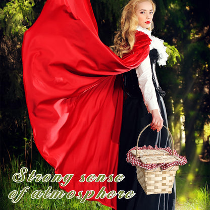 Teenyyou Mini Picnic Basket, Costume Accessory, Small Gingham Picnic Hamper for Halloween Women Costume Cosplay Accessory Hooded Cape Masquerade Dress up(Red and White)