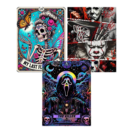 WEMEON 3 Pack Halloween Diamond Painting Kits for Adults Beginners- 3 Pack Skeleton Diamond Art Kits for Adults, DIY 5D Gem Art Kits for Gift Home Wall Decor Gifts(12x16inch)