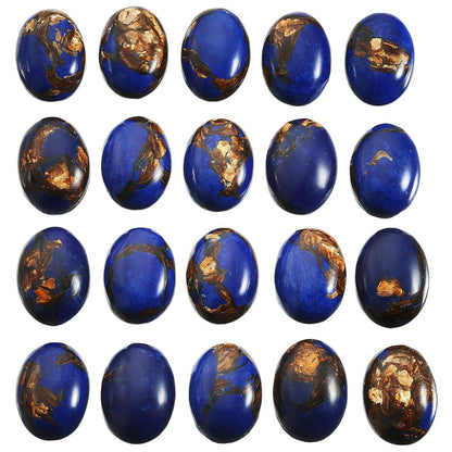 rockcloud 18x25mm Oval Cabochon Flatback Semi-precious Stones Sea Sediment Jasper for Jewelry Making Pack of 5