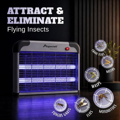 ASPECTEK Electric Bug Zapper, 20W UV Bulbs with 2800V Grid for Fly, Mosquito, Gnat and Moth Control, Indoor and Covered Outdoor Use for Home, Garage, Patio and Farm, Includes 2 Replacement Bulbs