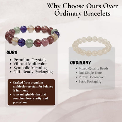 Dare to Mystic Multistone Healing Crystal Bracelet for Women Strawberry Quartz, Amethyst & Green Aventurine Beaded Bracelet, Balance & Renewal Energy Jewelry, Meaningful Gift