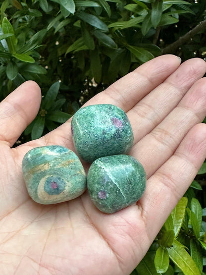 GAF TREASURES Wholesale Ruby Fuchsite Tumbled Stones, Polished Natural Ruby Fuchsite Gemstone, Ruby Fuchsite Polished Rocks (Ruby Fuchsite, 0.25 Pound)