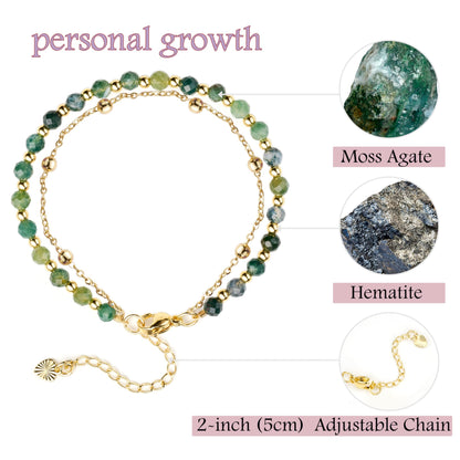 Farfume Moss Agate Crystal Bracelet Beaded Bracelets for Women 4mm Natural Stone Beads Gemstone Handmade Jewelry Valentine's Day Gifts