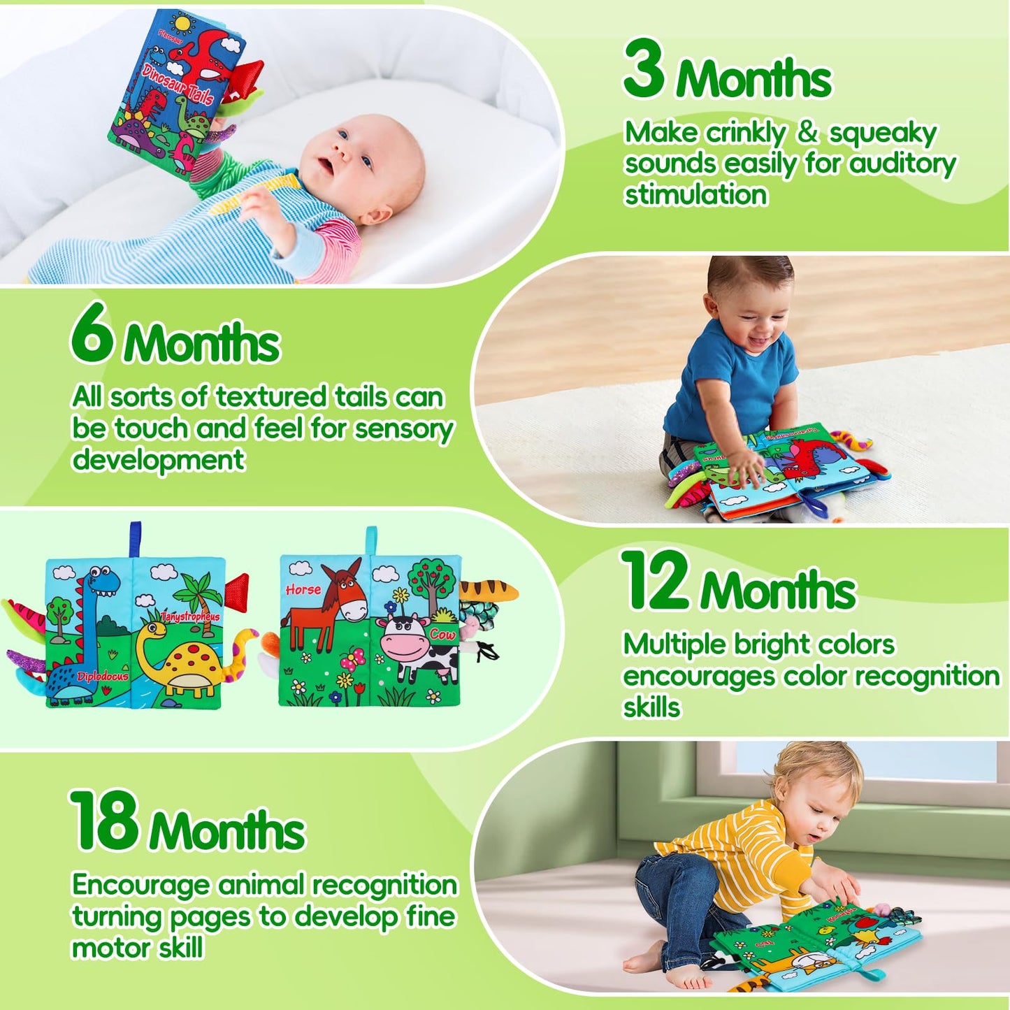 2 PCS High Contrast Crinkle Baby Books 0-6 Months Interactive Sensory Baby Toys 9-12 Month Montessori Activities Touch Feel Infant Book 0-3-6 Month Car Seat Travel Essentials Newborn Development Gift