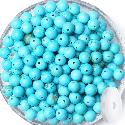 QINJIEJIE 100PCS Green Turquoise Beads 8mm Stone Beads Round Loose Gemstone Bead for Bracelet Beading Crystal Jewelry Making DIY Necklace Earrings 0.32"