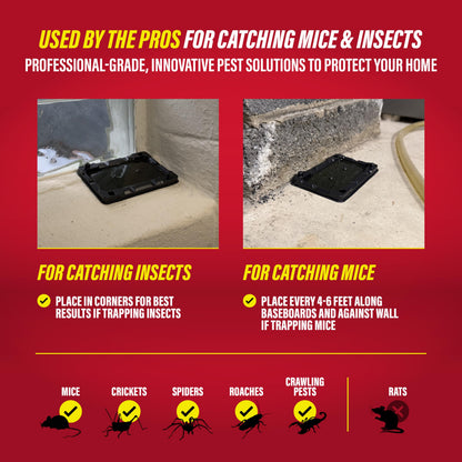 Catchmaster-16 Mouse & Insect Glue Traps, Heavy-Duty Pesticide-Free Sticky Mouse Traps Indoor for Home, Used by the PROs, Adhesive Rodent & Bug Catcher, Pest Control for House & Garage
