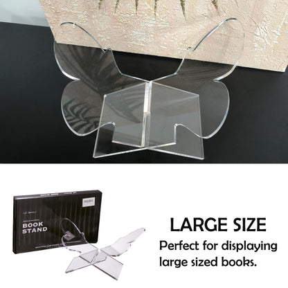 Large Butterfly Clear Acrylic Book Stand - Perfect for Displaying Open Book on Your Coffee Table - Ideal for Bibles, Cook Books, Guest Books, Magazines, Each with a Lucite Paperweight