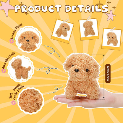 HyDren 30 Pcs 4.72 in Puppy Dogs Stuffed Animals Bulk Adopt a Puppy Mini Stuffed Plush Soft Puppies Dog Fluffy Plush Animal for Kids Baby Girls Boys Birthday Gifts Indoor Adoption Event(Light Brown)