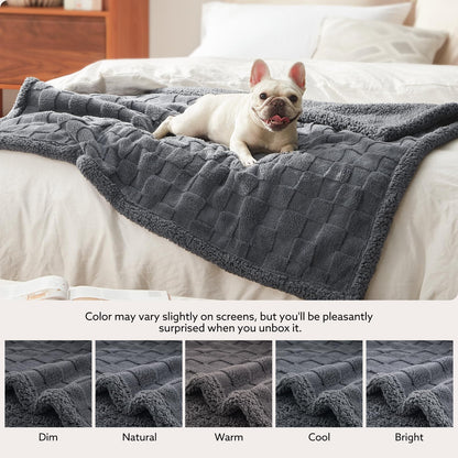 GASUR Waterproof Dog Blankets for Large Dogs, Dog Blanket for Couch Bed, Fleece Pet Blanket for Furniture Sofa Protector, Soft Pet Throw Blankets for Crate Car Outdoor, Washable, 50"x60",Grey