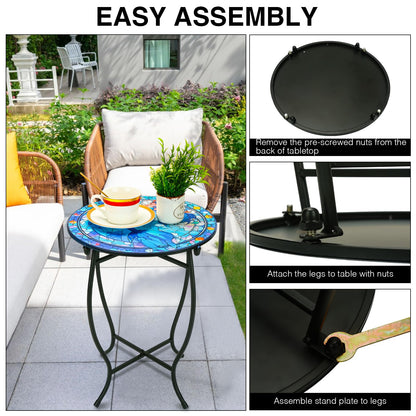 Fashion&cool Patio Side Table for Small Space, 14 Inch Weather Resistant Metal Side Table, Small Round End Table Accent Table for Patio Yard Porch Balcony Garden Bedside Plant Stand Indoor Outdoor