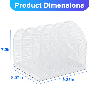 gianotter Desktop File Organizer, Desk Organizer with 5 Compartments, Paper Organizer for Desk, Workspace Organizers for Office Supplies (White, Upright Style)