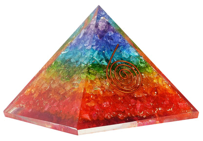 Orgone Pyramid of Success – 7 Chakra Orgonite Pyramid for Healing, Meditation, Stress Relief, Positive Energy & Chakra Balancing