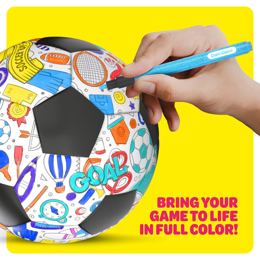 Dan&Darci Soccer Ball Coloring Kit for Kids - Soccer Gifts for Girls & Boys - Sports Gifts - 3 4 5 6 7 8 Year Old Boy Birthday Gift - Craft Kits for Kids Ages 4-8 Year - Boy Toys - Games Accessories