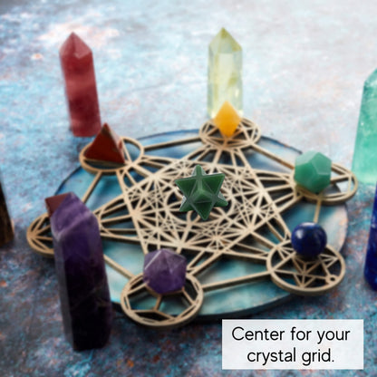 Amazing Gemstone Dark Green Aventurine Merkaba Crystal - 1 Inches Metaphysical Merkaba Star for Meditation - Energetic Tetrahedron Crystal and Healing Stones for Spiritual Growth & Healing (20-25mm)