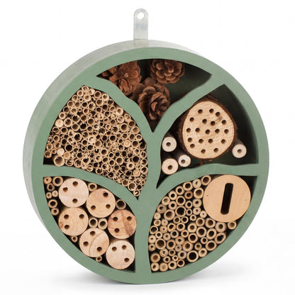 11” Woonden Multi Habitat Insect House Outdoor Garden Decorative Insect Hotels for Bee Butterfly and Beetle Tree of Life