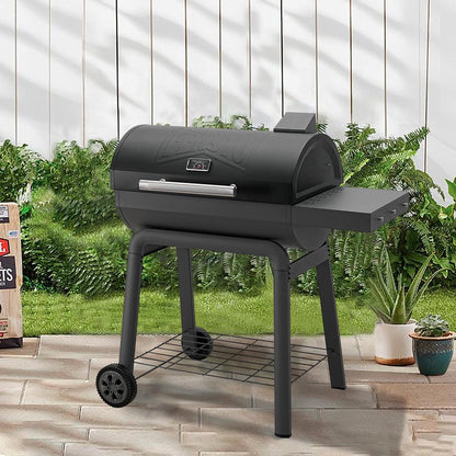 Feasto Heavy-Duty 30-Inch Charcoal Grill with Side Table & 647 Sq. In Cooking Area, Outdoor BBQ Grill for Outdoor Barbecue in Backyard, Patio and Parties, Grey